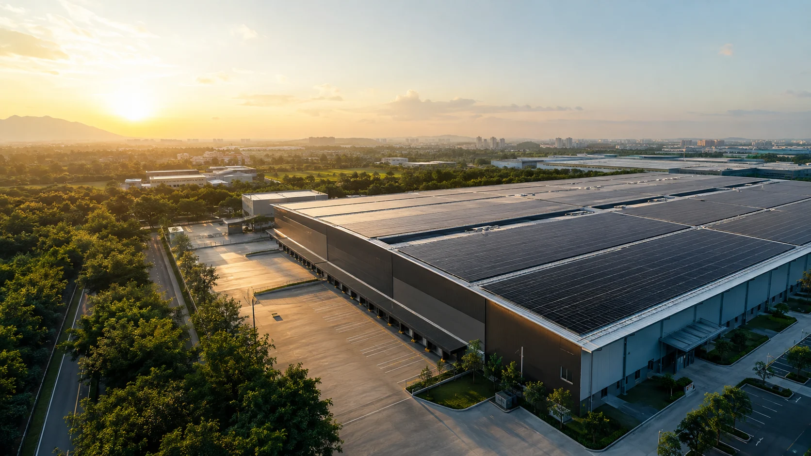 Illustrative industrial solar roof