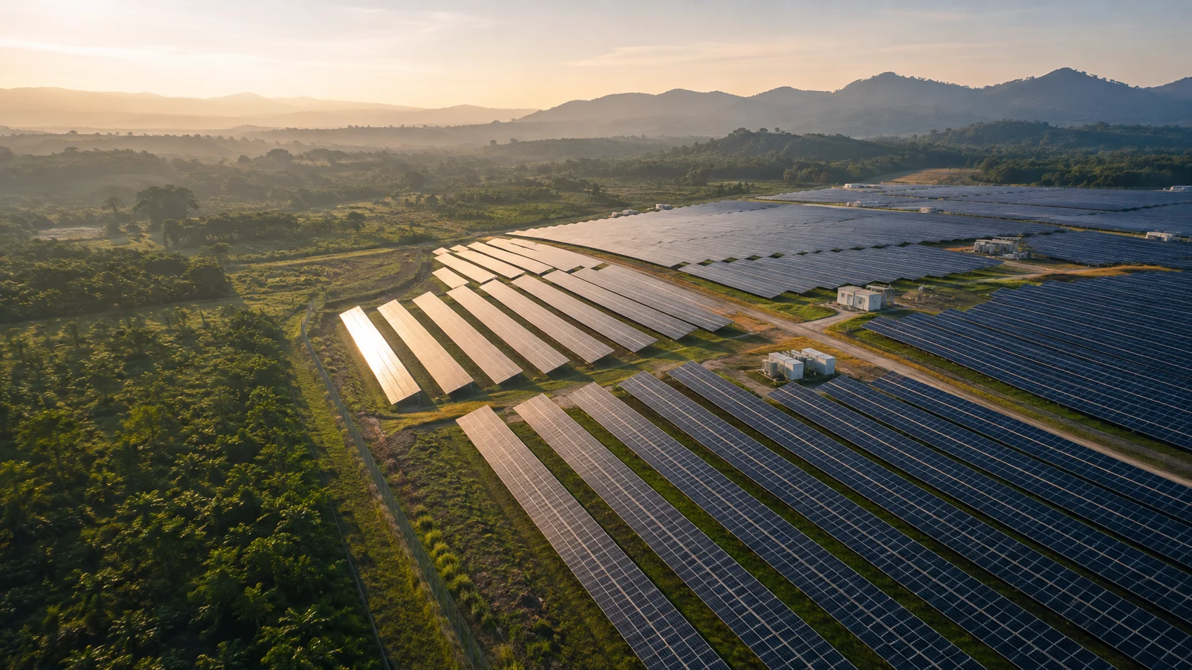 Illustrative solar farm landscape