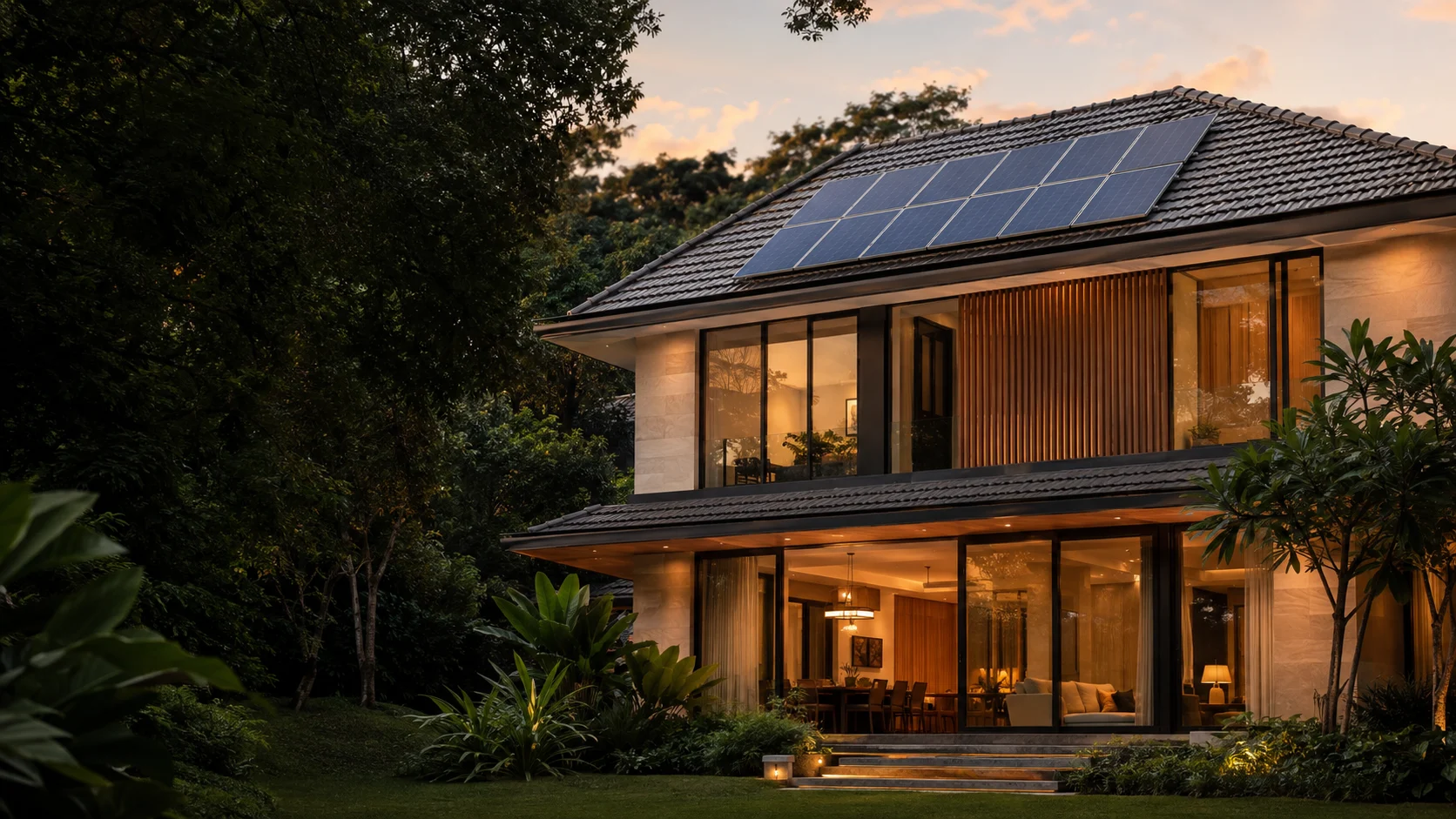Illustrative home with rooftop solar